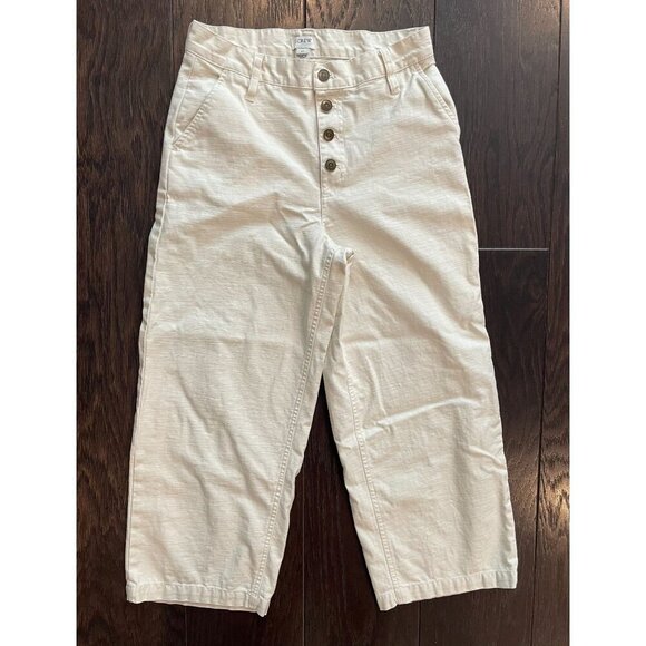 J. Crew Women's Wide Leg Cropped White Jeans Button Fly Size 27 Boho - Picture 1 of 7
